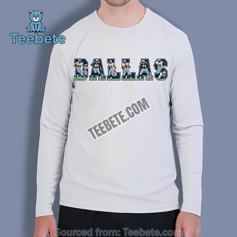 Dallas Cowboys Player Action Collage Inside Dallas Lettering Long Sleeve Dallas Cowboys Player Action Collage Inside Dallas Lettering Long Sleeve