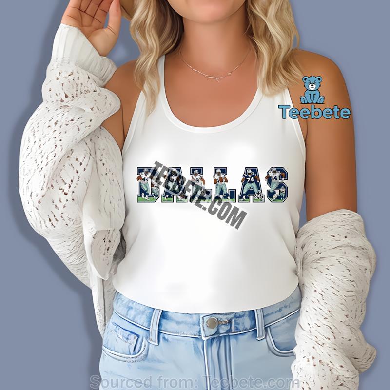 Dallas Cowboys Player Action Collage Inside Dallas Lettering Tanktop Dallas Cowboys Player Action Collage Inside Dallas Lettering Tanktop
