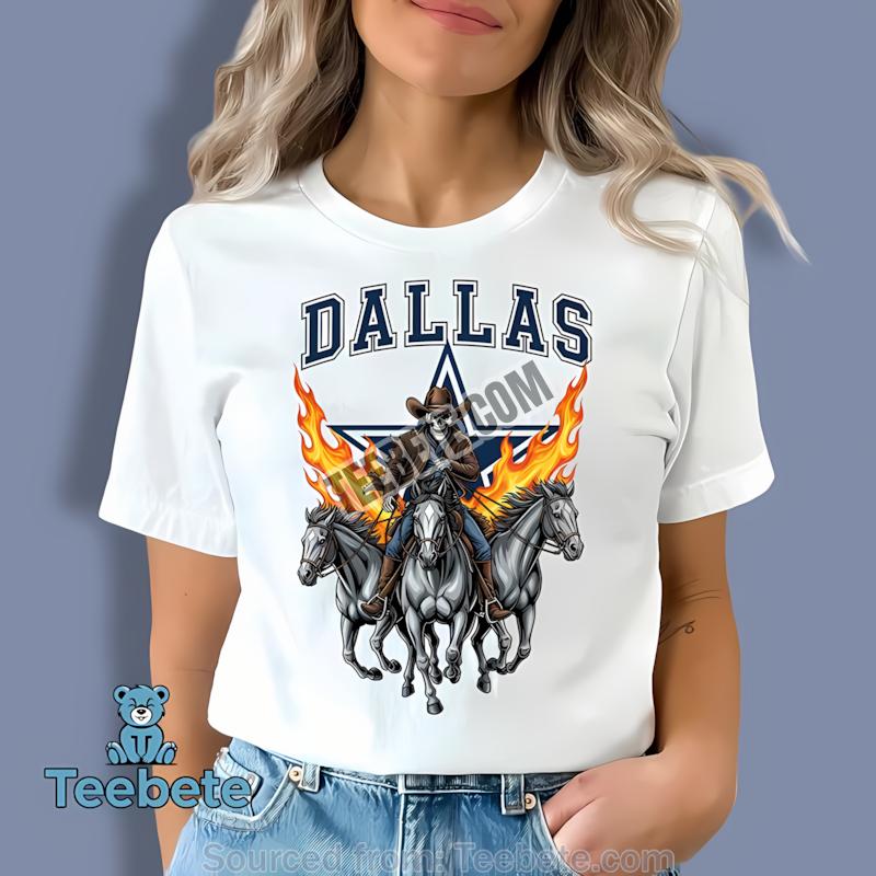 Dallas Cowboys Skeleton Cowboy Riding Horses With Star Logo Shirt