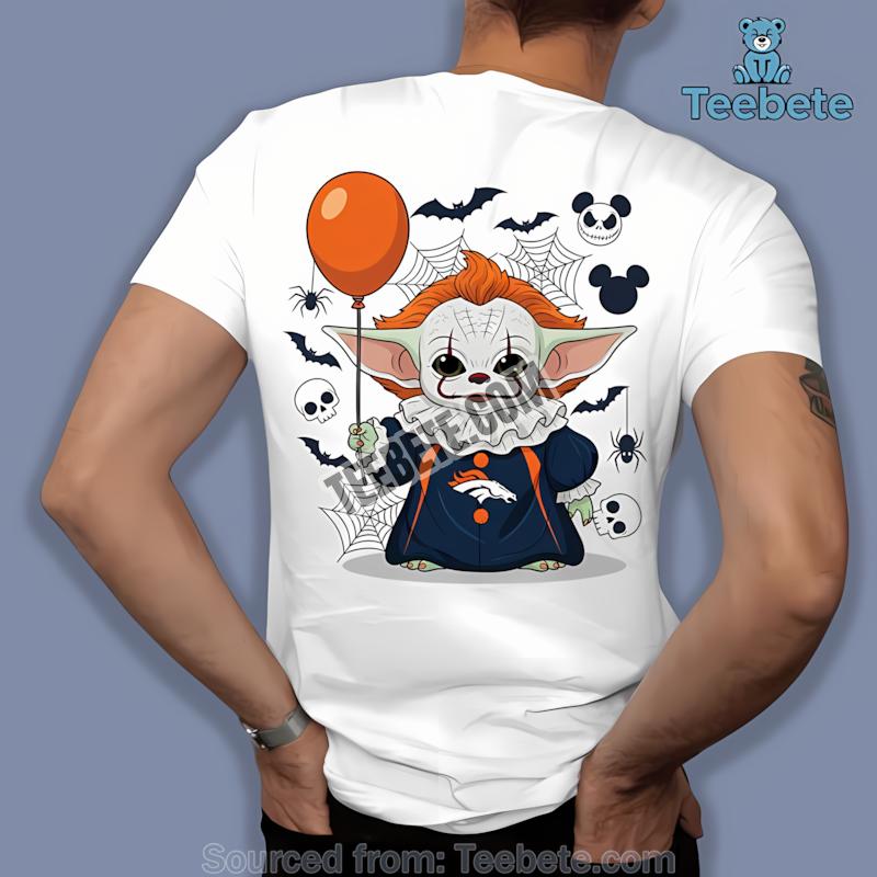 Denver Broncos Baby Yoda Vs Pennywise Halloween Graphic Shirt
