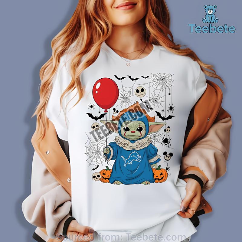 Detroit Lions Baby Yoda Vs Pennywise Halloween Shirt