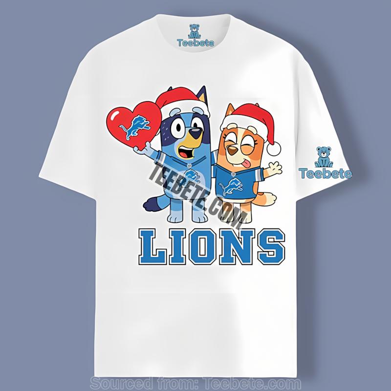 Detroit Lions Bluey And Bingo Christmas Printed Shirt