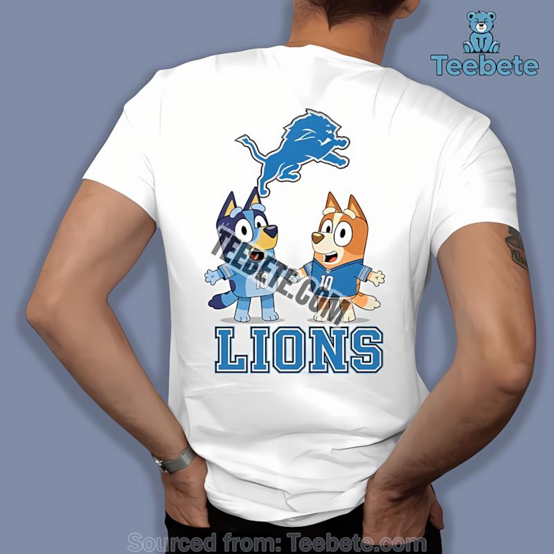 Detroit Lions Bluey And Bingo Holding Hands Shirt