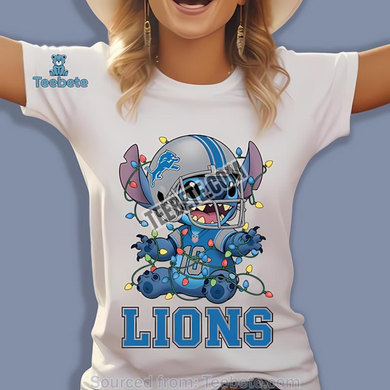Detroit Lions Christmas Stitch Lights Holiday Shirt