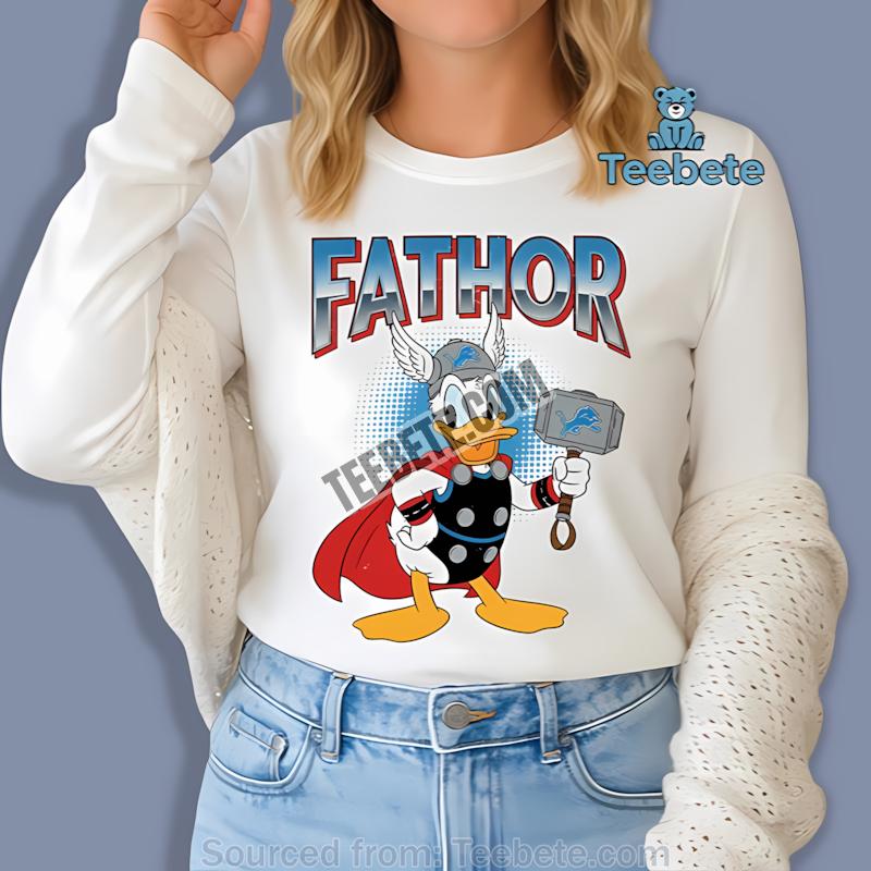 Detroit Lions Donald Duck Fathor Long Sleeve Detroit Lions Donald Duck Fathor Long Sleeve