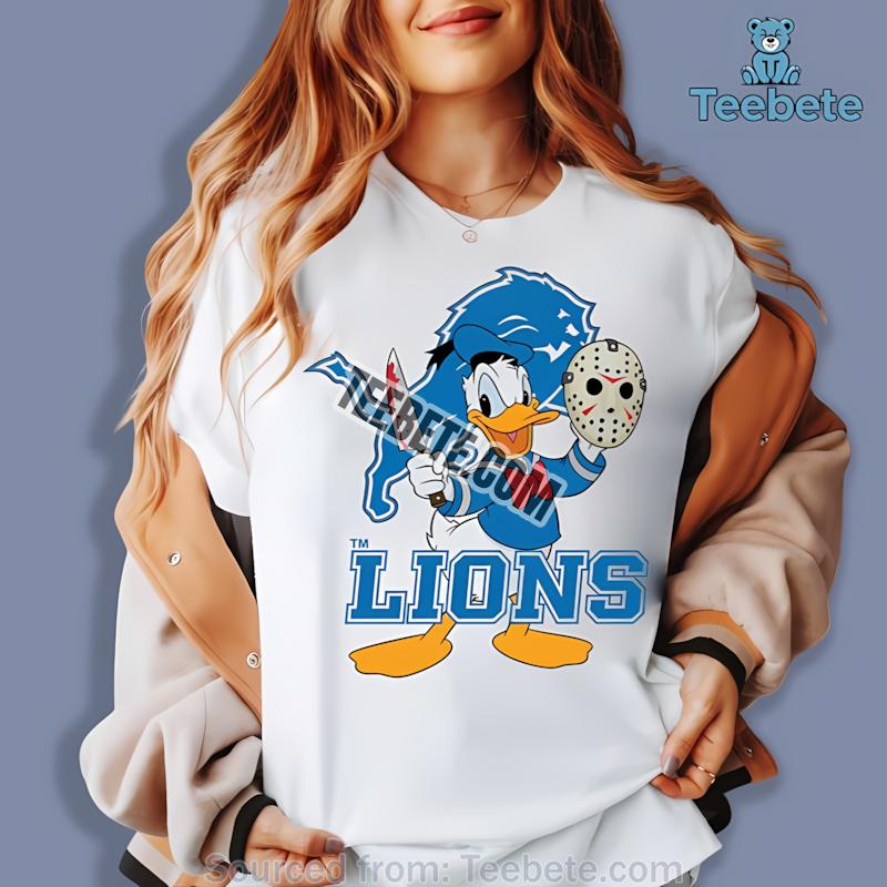 Detroit Lions Donald Duck Jason Mask Halloween Shirt