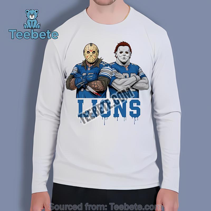 Detroit Lions Jason Voorhees Michael Myers Horror Long Sleeve Detroit Lions Jason Voorhees Michael Myers Horror Long Sleeve