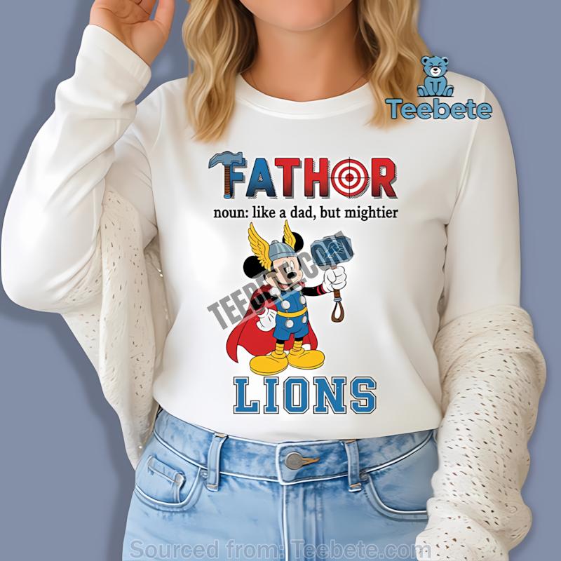 Detroit Lions Mickey Mouse Fathor Long Sleeve Detroit Lions Mickey Mouse Fathor Long Sleeve