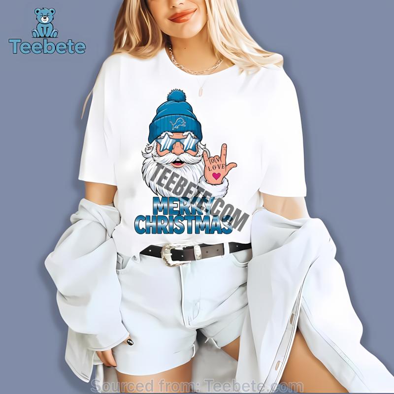 Detroit Lions Rock Santa Merry Christmas Shirt
