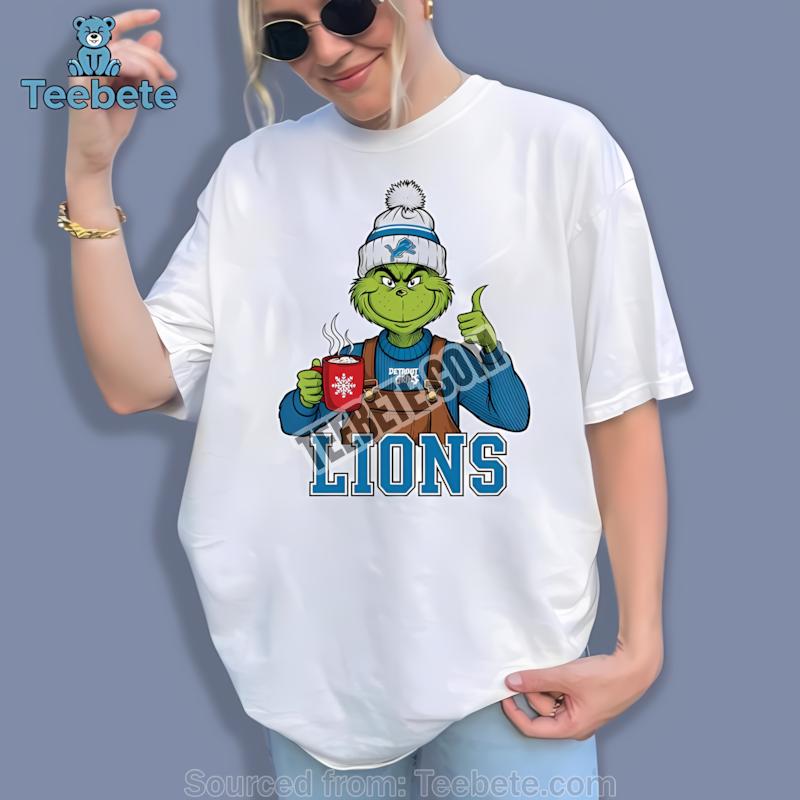 Detroit Lions The Grinch Winter Hot Cocoa Holiday Shirt