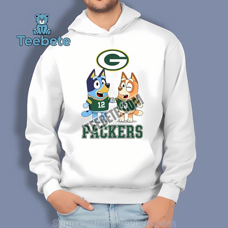 Green Bay Packers Bluey And Bingo Holding Hands Casual Hoodie Green Bay Packers Bluey And Bingo Holding Hands Casual Hoodie