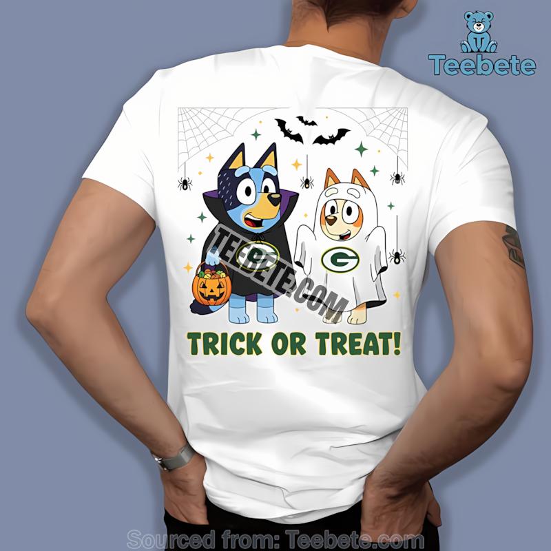 Green Bay Packers Bluey Bingo Trick Or Treat Halloween Unisex Shirt