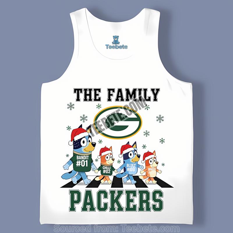 Green Bay Packers Bluey Family Christmas Snowflake Casual Tanktop Green Bay Packers Bluey Family Christmas Snowflake Casual Tanktop