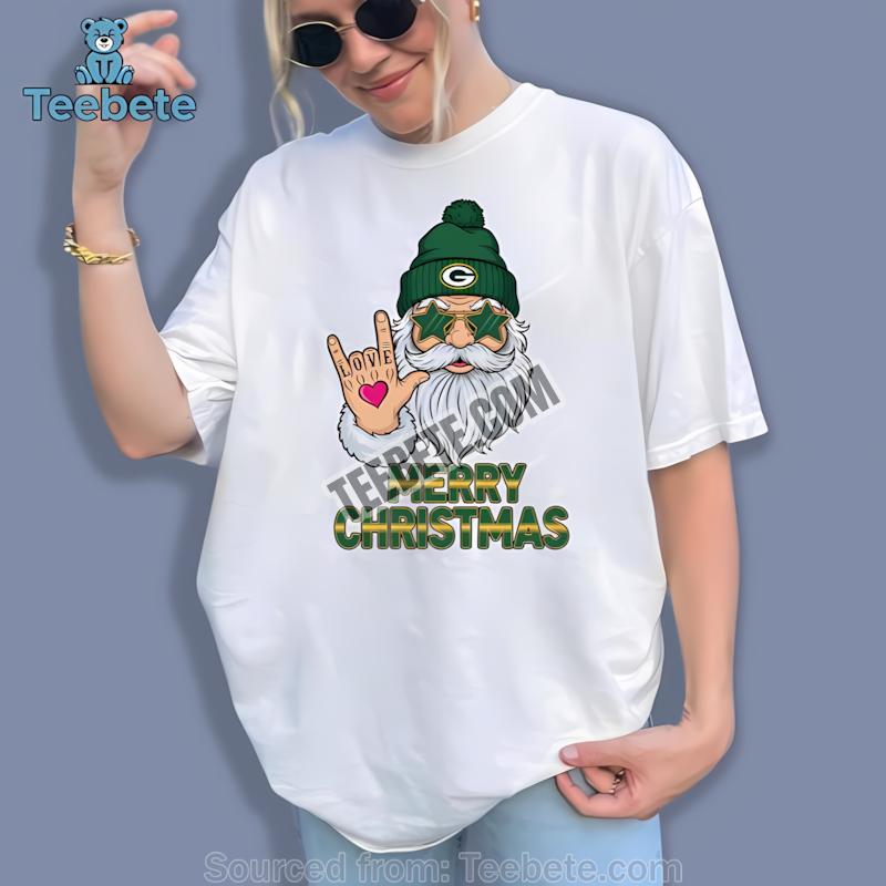 Green Bay Packers Rock Santa Merry Christmas Soft Shirt