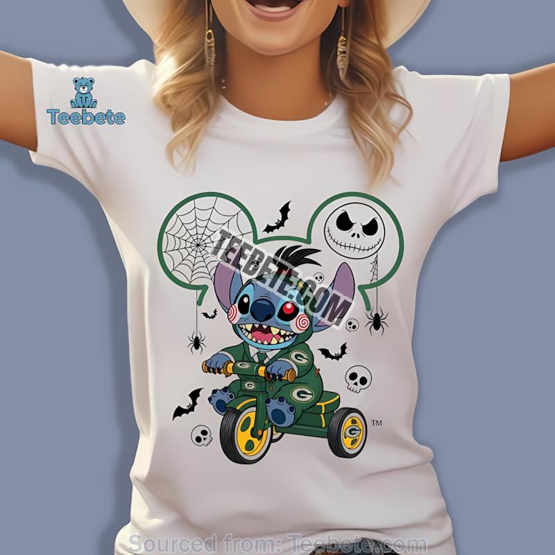 Green Bay Packers Stitch Saw Halloween Mens Shirt