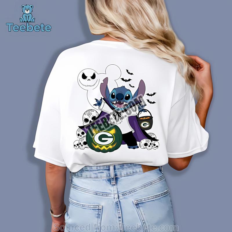 Green Bay Packers Stitch Witch Halloween Retro Shirt