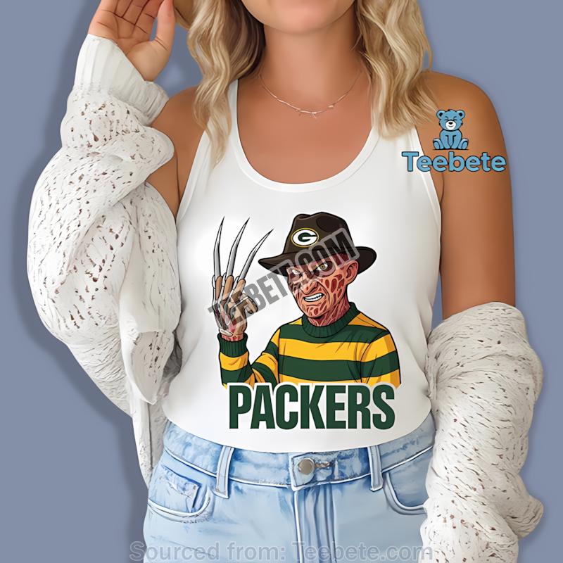 Halloween Green Bay Packers Freddy Krueger Graphic Tanktop Halloween Green Bay Packers Freddy Krueger Graphic Tanktop