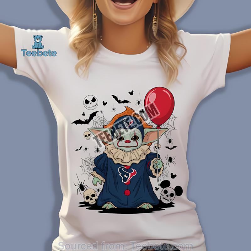 Houston Texans Baby Yoda And Pennywise Halloween Shirt