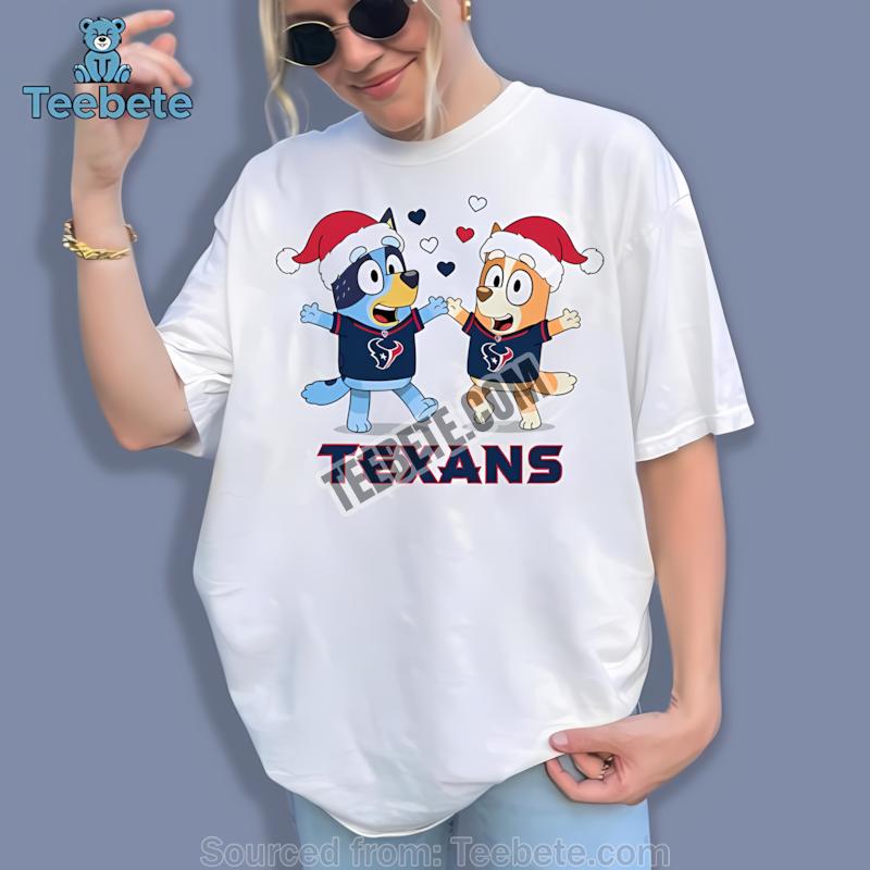 Houston Texans Bluey And Bingo Dancing Christmas Shirt