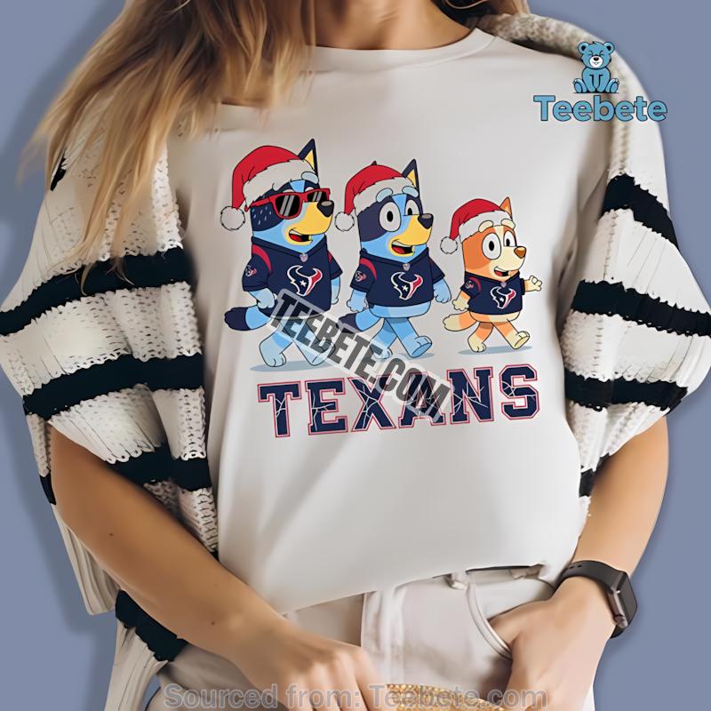 Houston Texans Bluey And Bingo Holding Hands Shirt