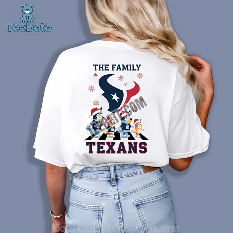 Houston Texans Bluey Family Christmas Snowflake Shirt
