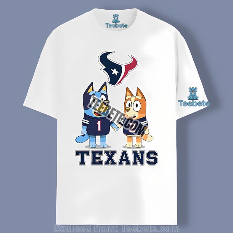 Houston Texans Bluey Family Santa Hat Christmas Parade Shirt
