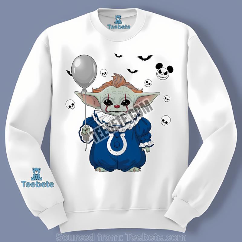 Indianapolis Colts Baby Yoda Pennywise Halloween Long Sleeve Indianapolis Colts Baby Yoda Pennywise Halloween Long Sleeve