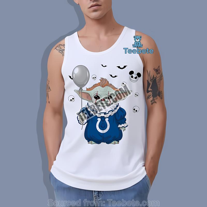 Indianapolis Colts Baby Yoda Pennywise Halloween Tanktop Indianapolis Colts Baby Yoda Pennywise Halloween Tanktop