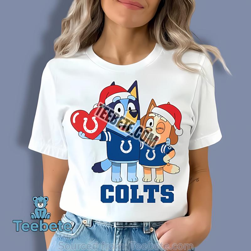 Indianapolis Colts Bluey And Bingo Christmas Heart Shirt