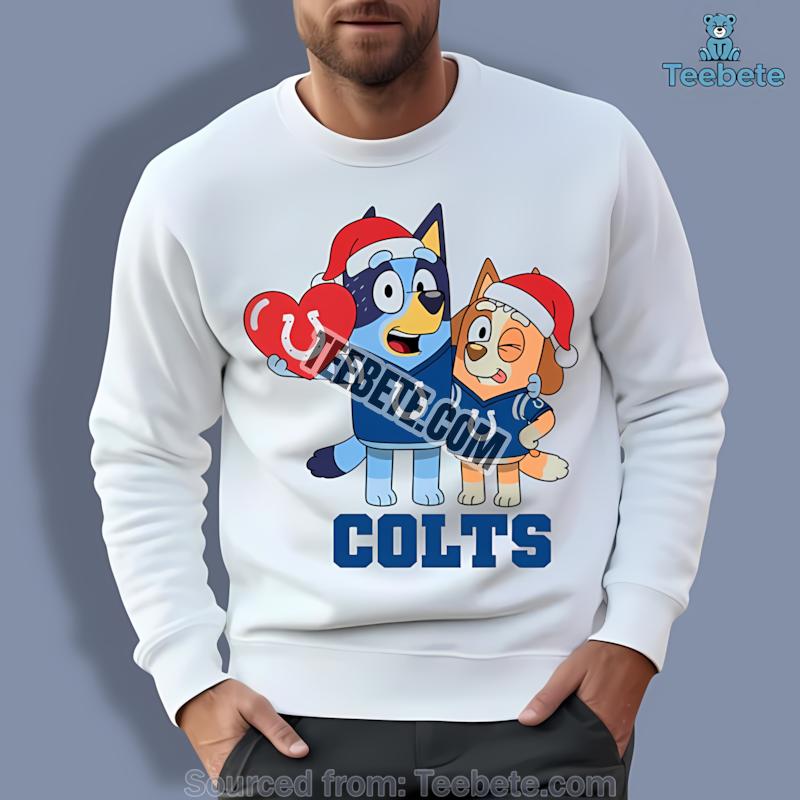 Indianapolis Colts Bluey And Bingo Christmas Heart Long Sleeve Indianapolis Colts Bluey And Bingo Christmas Heart Long Sleeve