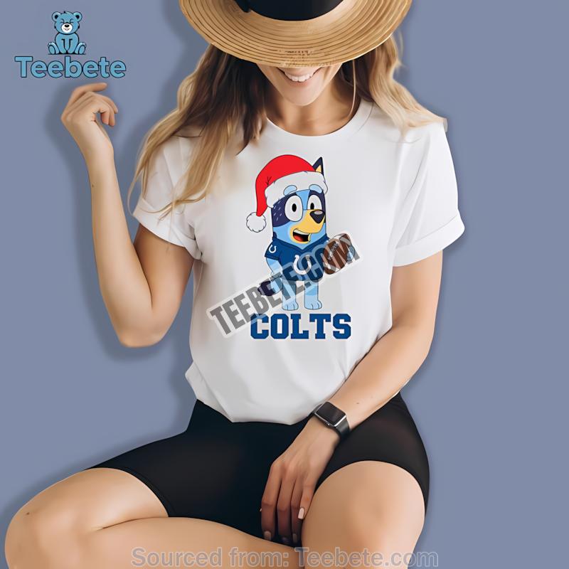 Indianapolis Colts Bluey Christmas Santa Hat Shirt