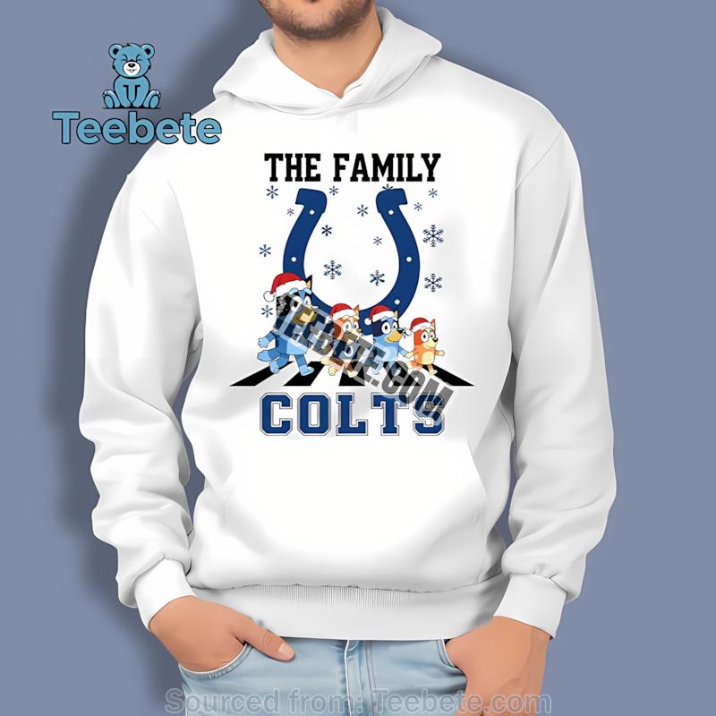 Indianapolis Colts Bluey Family Christmas Snowflake Hoodie Indianapolis Colts Bluey Family Christmas Snowflake Hoodie