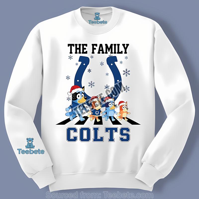 Indianapolis Colts Bluey Family Christmas Snowflake Long Sleeve Indianapolis Colts Bluey Family Christmas Snowflake Long Sleeve