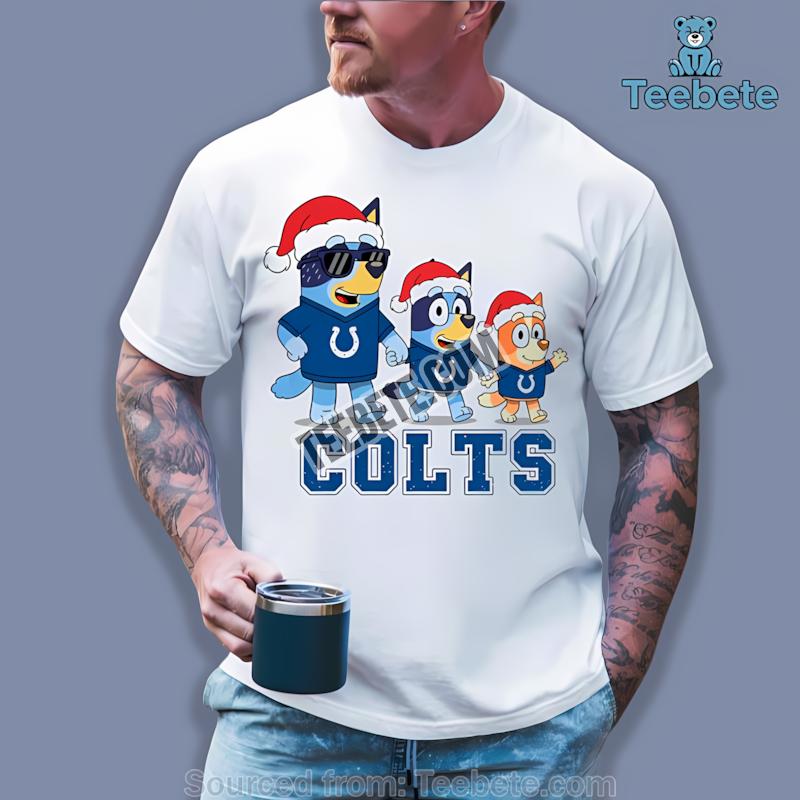Indianapolis Colts Bluey Family Santa Hat Christmas Parade Shirt