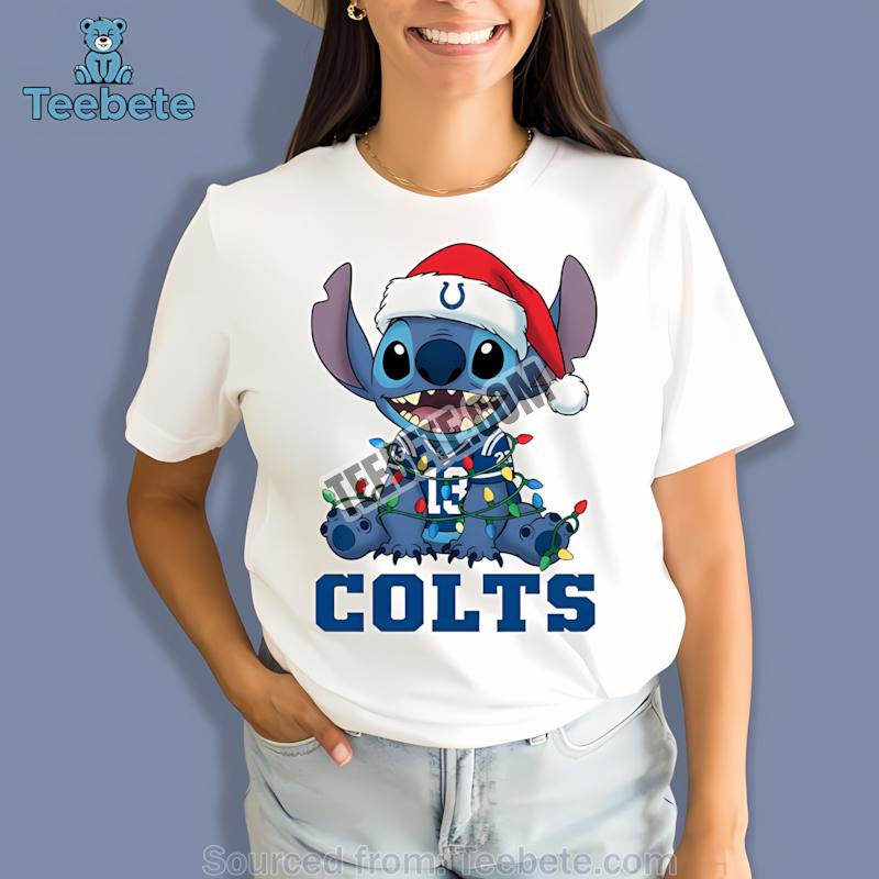 Indianapolis Colts Christmas Stitch Lights Holiday Shirt