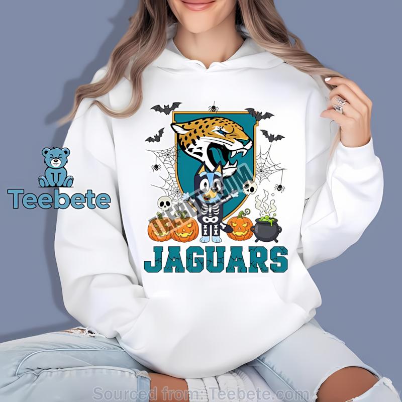 Jacksonville Jaguars Bingo Bluey Halloween Skeleton Pumpkin Hoodie Jacksonville Jaguars Bingo Bluey Halloween Skeleton Pumpkin Hoodie