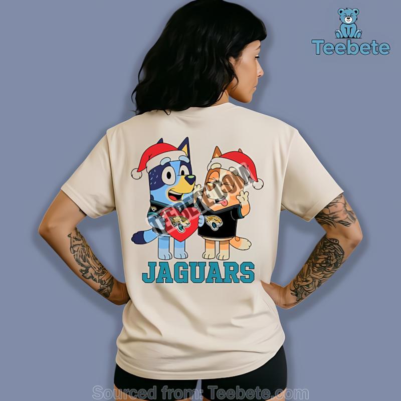 Jacksonville Jaguars Bluey And Bingo Christmas Heart Shirt