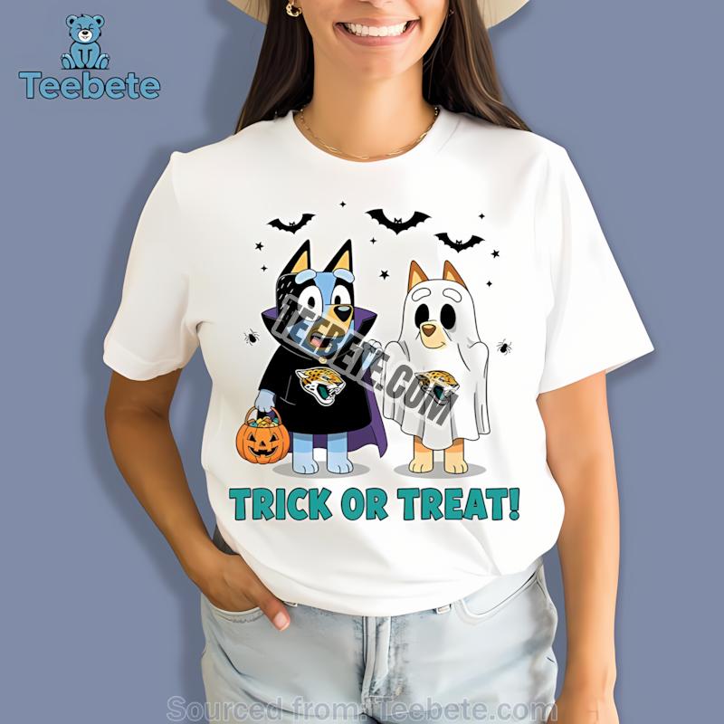 Jacksonville Jaguars Bluey Bingo Trick Or Treat Halloween Shirt