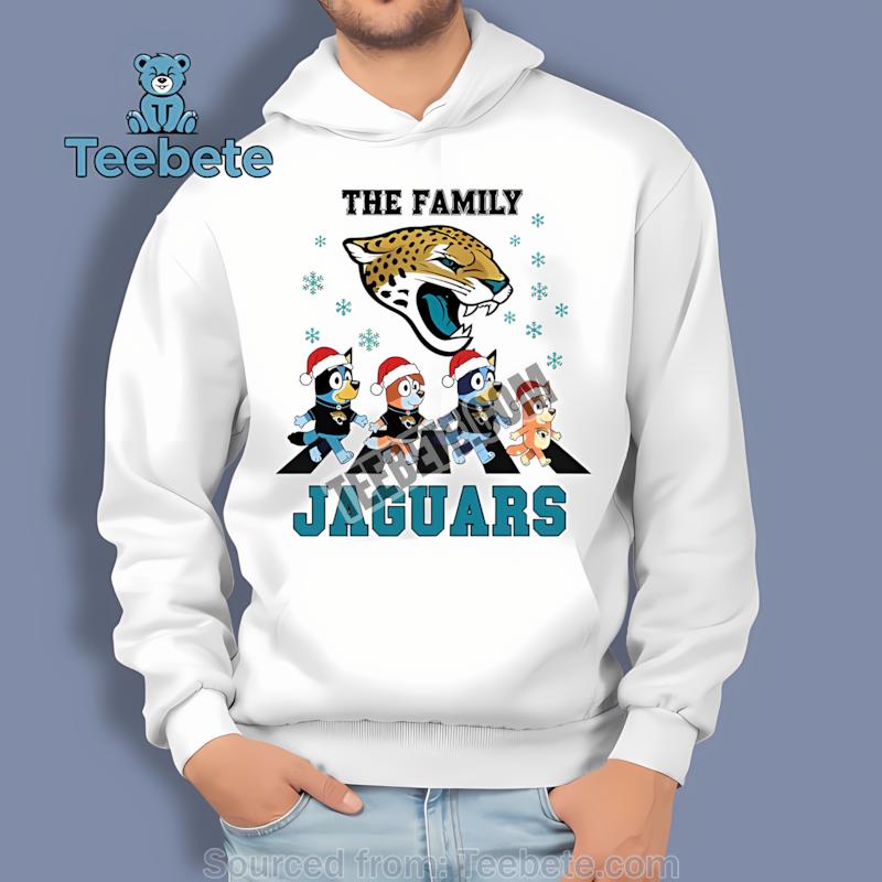 Jacksonville Jaguars Bluey Family Christmas Snowflake Hoodie Jacksonville Jaguars Bluey Family Christmas Snowflake Hoodie
