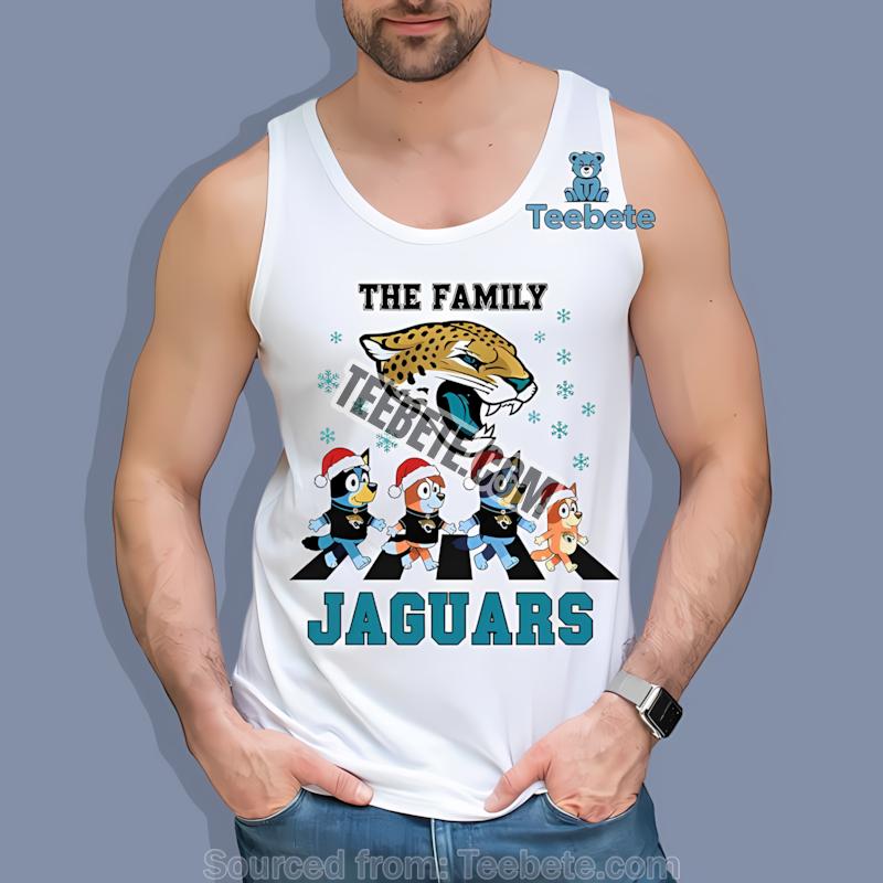 Jacksonville Jaguars Bluey Family Christmas Snowflake Tanktop Jacksonville Jaguars Bluey Family Christmas Snowflake Tanktop