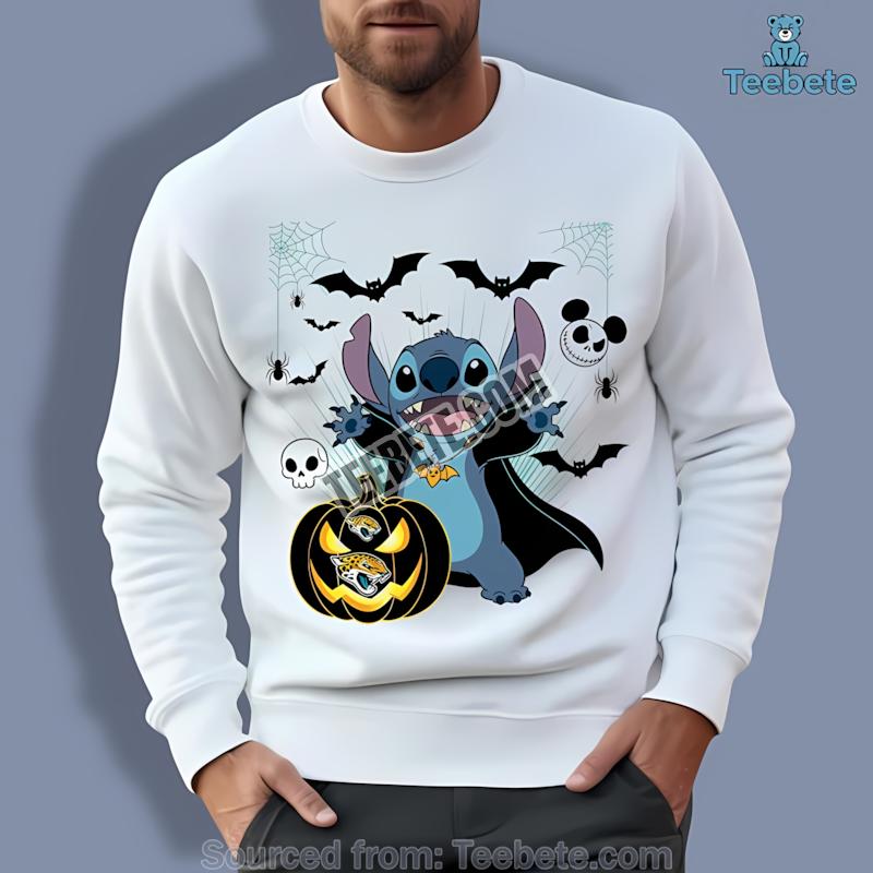 Jacksonville Jaguars Stitch Witch Halloween Long Sleeve Jacksonville Jaguars Stitch Witch Halloween Long Sleeve