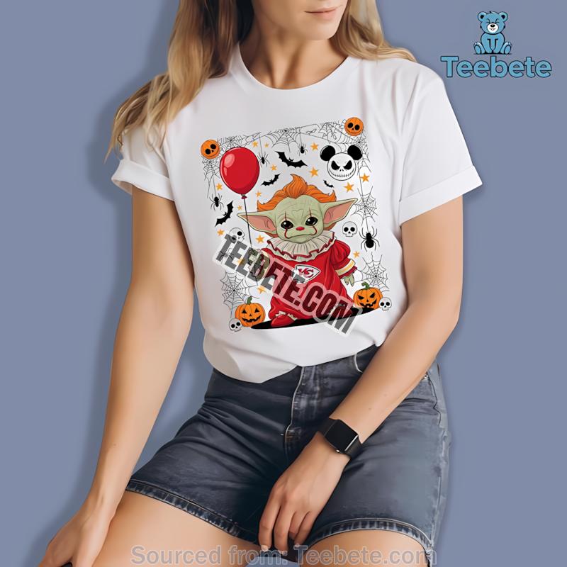 Kansas City Chiefs Baby Yoda X Pennywise Halloween Graphic Shirt