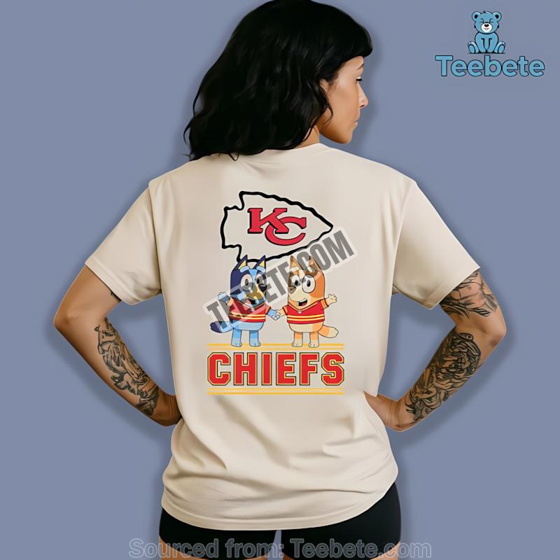 Kansas City Chiefs Bluey Bingo Holding Hands Retro Shirt