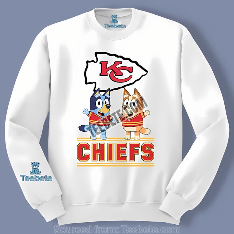 Kansas City Chiefs Bluey Bingo Holding Hands Retro Long Sleeve Kansas City Chiefs Bluey Bingo Holding Hands Retro Long Sleeve