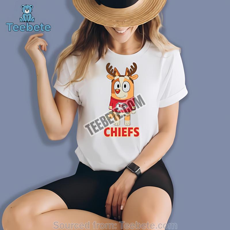 Kansas City Chiefs Bluey Bingo Reindeer Christmas Design Shirt