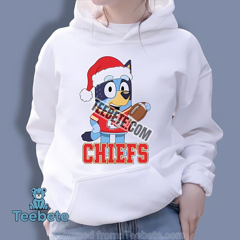 Kansas City Chiefs Bluey Santa Hat Christmas Graphic Hoodie Kansas City Chiefs Bluey Santa Hat Christmas Graphic Hoodie