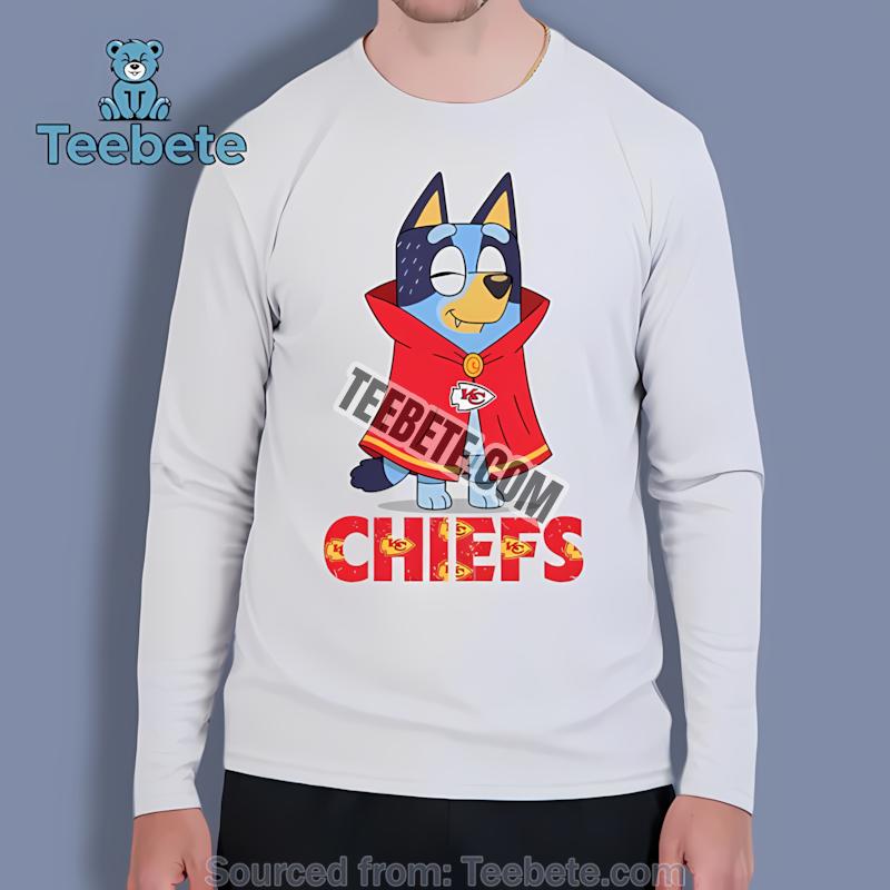 Kansas City Chiefs Bluey Vampire Halloween Printed Long Sleeve Kansas City Chiefs Bluey Vampire Halloween Printed Long Sleeve