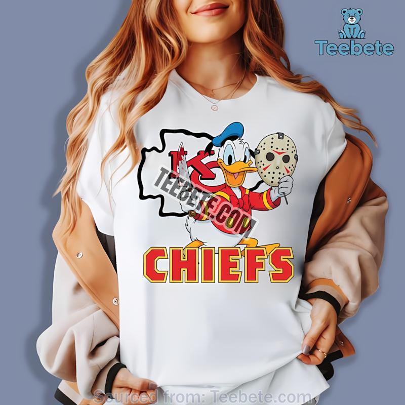 Kansas City Chiefs Donald Duck Jason Mask Halloween Mens Shirt