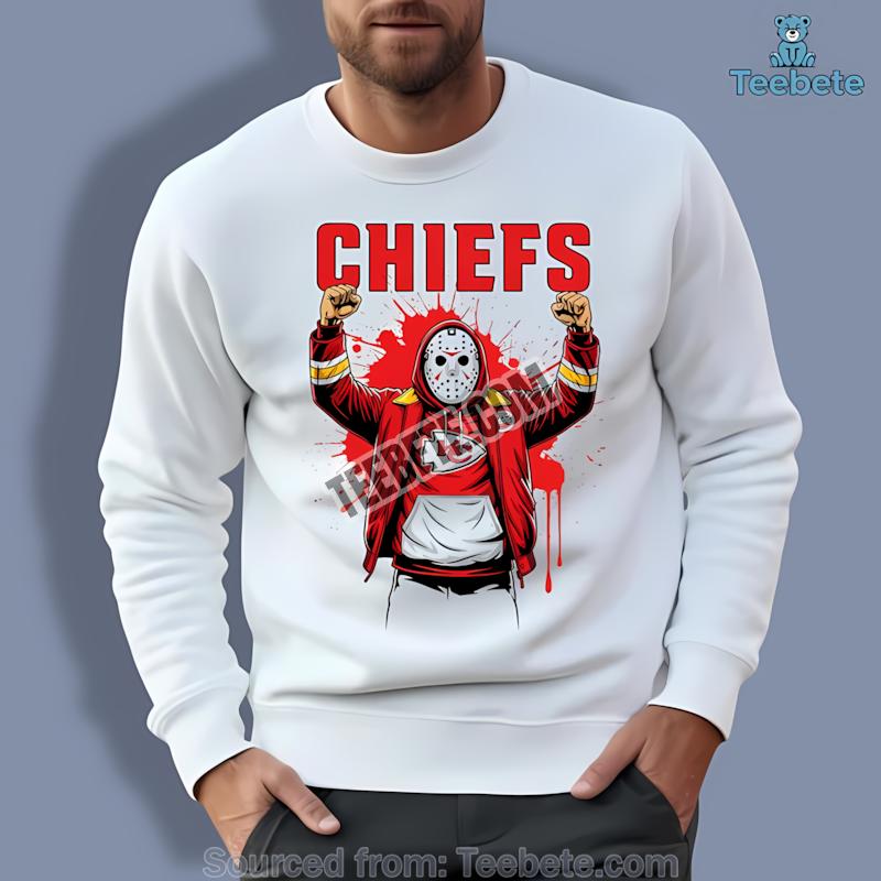 Kansas City Chiefs Jason Voorhees Victory Pose Halloween Graphic Long Sleeve Kansas City Chiefs Jason Voorhees Victory Pose Halloween Graphic Long Sleeve