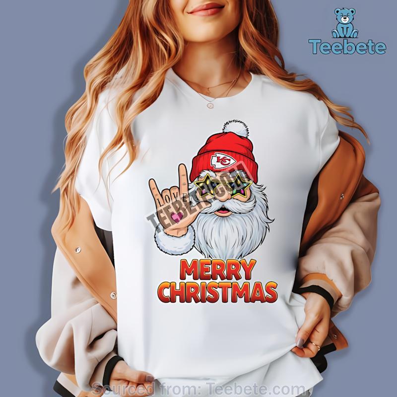 Kansas City Chiefs Rock Santa Merry Christmas Color Graphic Shirt